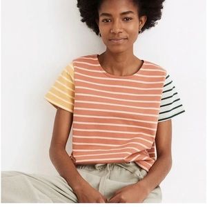 Madewell Luxe Boxy-Crop Tee in Colorblock Stripe Size S